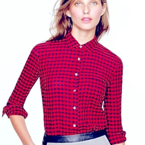 J Crew Perfect Shirt in gingham - Picture 2 of 10